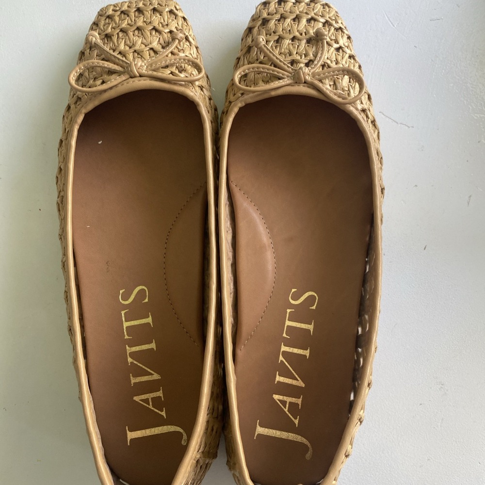 Eric Javits Parris Raffia Natural Woven Square-Toe Ballet Flats in Tan Size 9 - Picture 7 of 15